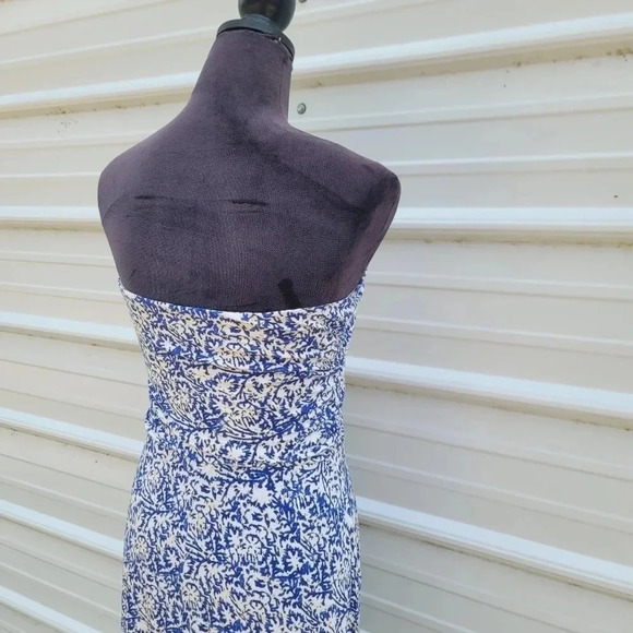 The Limited Blue Floral Strapless Boho Print Lightweight Stretch Maxi Dress Sz M - Picture 12 of 16